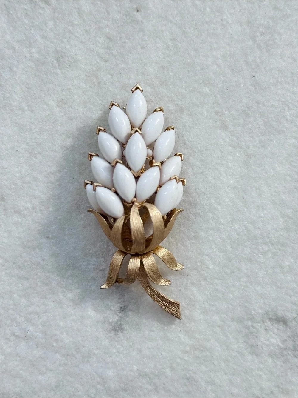 Vintage Crown Trifari Floral Brooch and Clip-On Earrings Set *RARE*